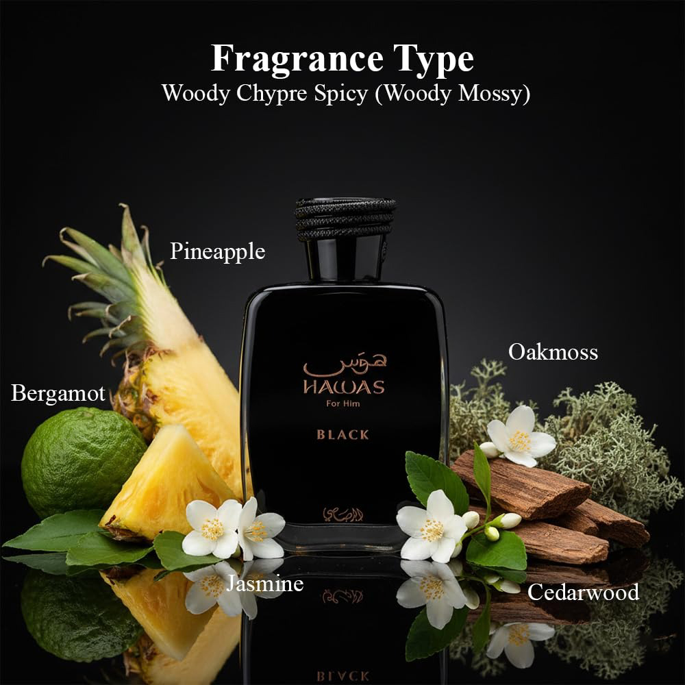 Hawas Black da Rasasi para Hom - Perfume Fragrance Man avaliação e preço